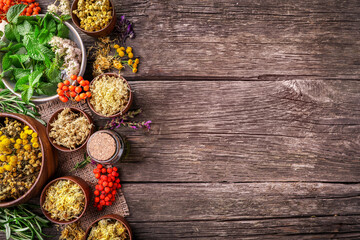 Herbal medicine. Rustic country style.