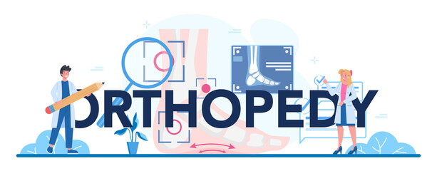 Orthopedy doctor typographic header. Idea of joint and bone