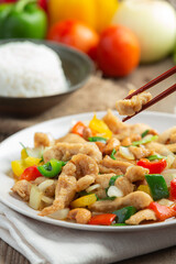 Fried Chicken with Cashew Nuts Thai Food.
