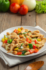 Fried Chicken with Cashew Nuts Thai Food.
