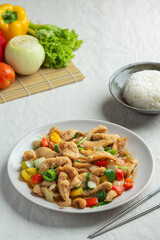 Fried Chicken with Cashew Nuts Thai Food.