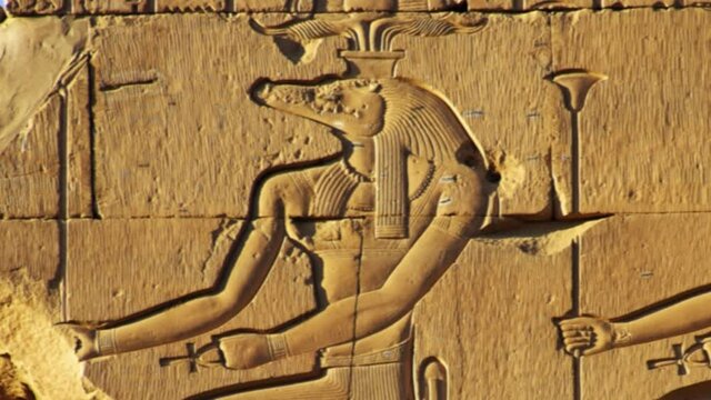 Crocodile-headed god Sobek at the Temple of Kom Ombo, Egypt