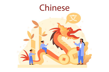 Chinese learning concept. Language school chinese course.