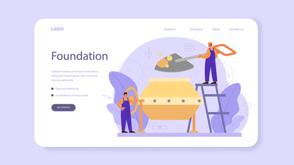 Fototapeta premium Concrete finisher builder web banner or landing page. Professional