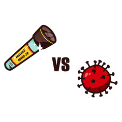 Coronovirus microbe vaccine icon.  Cure for the COVID-19 epidemic. Isolated on white background there is a place for an inscription