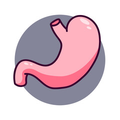 Healthy human stomach icon.  Human stomach in cartoon style.  Can be used as an icon or logo in medicine. Isolated on white background, there is a place for an inscription