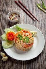 American Shrimp Fried Rice served with Chili Fish Sauce Thai Food.