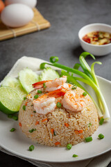 American Shrimp Fried Rice served with Chili Fish Sauce Thai Food.