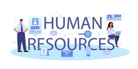 Human resources typographic header. Idea of recruitment and job