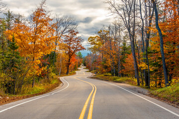 A Road at Autumn in Door County of Wisconsin