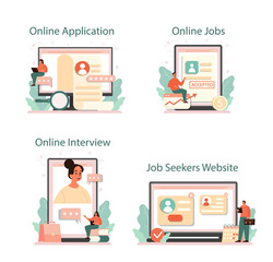 Job interview online service or platform set. Idea of employment