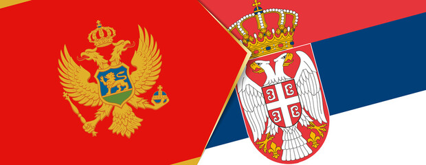 Montenegro and Serbia flags, two vector flags.