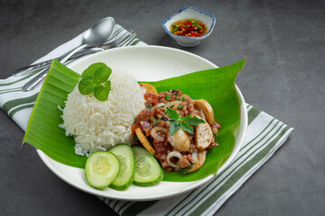 Rice with Basil and Minced Pork.