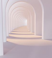 White Corridor arches. 3d rendering