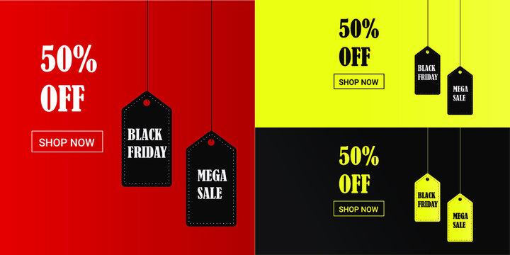 Black Friday sale banner, poster for shop, social media or web. Black Friday Mega sale discount poster vector ready for print. discount illustration design.
