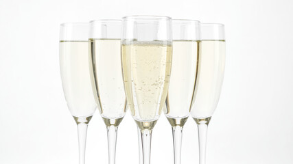 Champagne. flute-style glasses with Sparkling Wine white background. Celebration