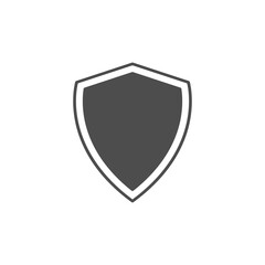 Shield black icon. Template flat illustration, shielding vector in black and white color, security and protector symbol isolated on white