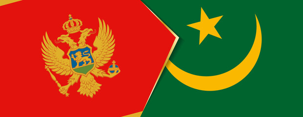 Montenegro and Mauritania flags, two vector flags.