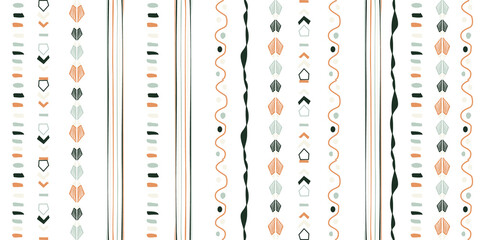 Seamless hand drawn geometric pattern with national striped color background. Repeatable Design. Abstract Vector hand drawn element.