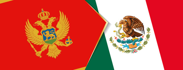 Montenegro and Mexico flags, two vector flags.