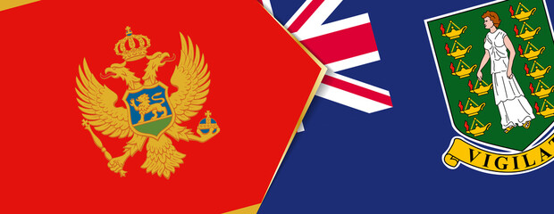 Montenegro and British Virgin Islands flags, two vector flags.