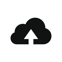 Upload to cloud symbol icon. Web and application interface server sign. Outline and black silhouette. Vector illustration image. Isolated on white background.