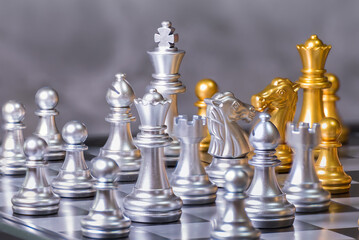 Chess game competition business concept , Business competition concept Fighting and confronting problems.