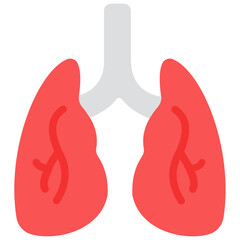 
Human respiratory organ, lungs icon in flat design 
