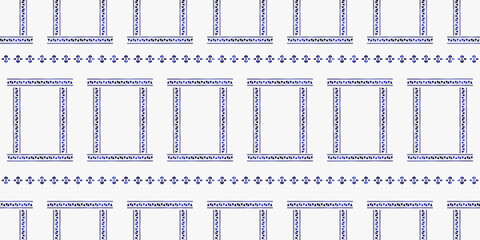 trendy stripes pattern Vector blue line hand drawn seamless