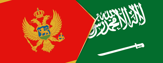 Montenegro and Saudi Arabia flags, two vector flags.