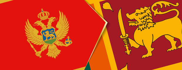 Montenegro and Sri Lanka flags, two vector flags.