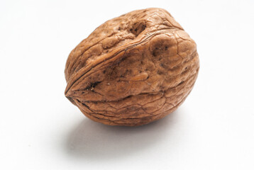 Walnut in shell isolated on white background