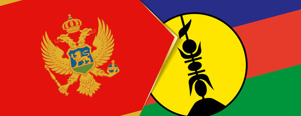 Montenegro and New Caledonia flags, two vector flags.