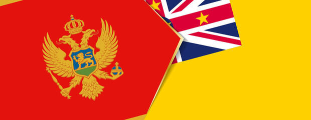 Montenegro and Niue flags, two vector flags.