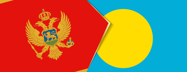 Fototapeta na wymiar Montenegro and Palau flags, two vector flags.