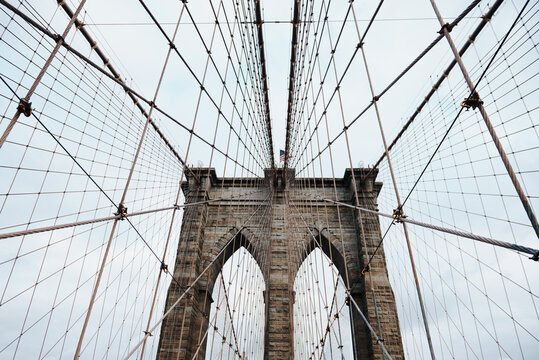 Cropped shot of the Brooklyn Bridge in New York