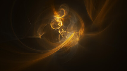 Abstract colorful golden crystal shapes. Fantasy light background. Digital fractal art. 3d rendering.