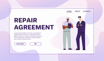 Vector banner of car repair agreement concept