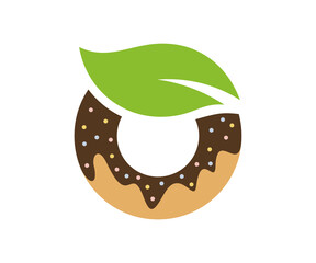 Donuts Leaf logo design vector template, Bakery logo concept, Creative icon symbol