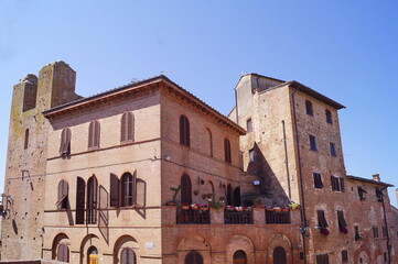 Palaces and towers in the ancient medieval village of Certaldo, Tuscany, Italy