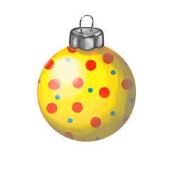 illustration of glass round Christmas ball for Christmas tree decoration.isolated on a white background