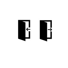 Entrance and exit. Open doorway. Set of icons. Sticker. Vector illustration