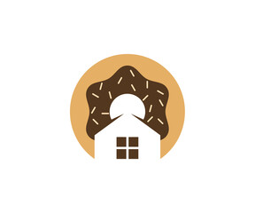 Obraz premium House Donuts logo design vector template, Bakery logo concept, Creative icon symbol