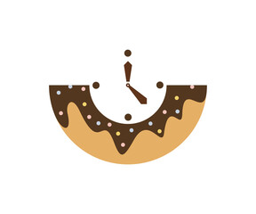 Donuts Clock logo design vector template, Bakery logo concept, Creative icon symbol