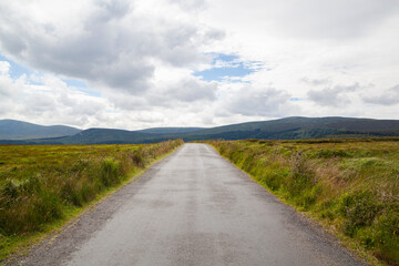 Old military road in Wicklow Mountains National Park in Ireland