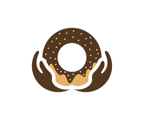 Care Donuts logo design vector template, Bakery logo concept, Creative icon symbol