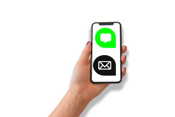 mano telefono cellulare smartphone messaggi mail connesso internet 