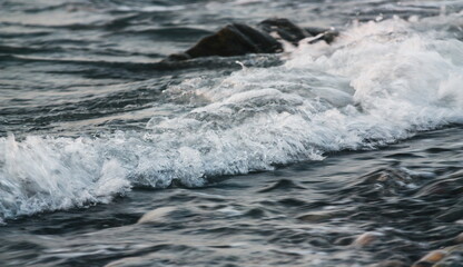 Naklejka premium Waves details in the black sea. Batumi. Georgia