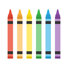Set of colorful crayon on white background