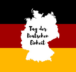 Obraz premium Germany Happy Unity Day greeting card. German Unity Day - Tag der Deutschen Einheit. October 3rd - celebration. National Germany holiday greeting card, banner, poster template. Patriotic nation color
